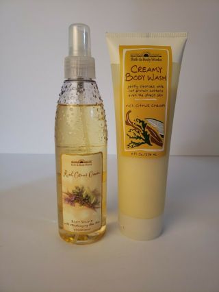 Rare Bath & Body Rich Citrus Cream Body Splash & Creamy Body Wash 90 Full