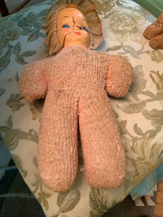 Vintage Cloth Body And Cracked Plastic Face Doll