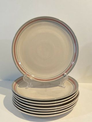 Vintage Rare International Tableworks Tripline Pink 11’ Dinner Plate Set Of 8