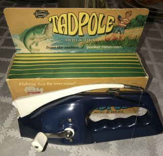 Rare Vintage 1977 Popeil’s Tadpole Rod And Reel W/ Skagg’s Tag Box