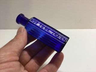 Small Antique Cobalt Blue Poison Bottle.  1 Oz.