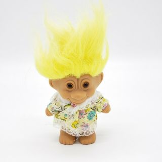 Vintage Yellow Hair Troll Yellow Moon On Belly (a6 - 3)