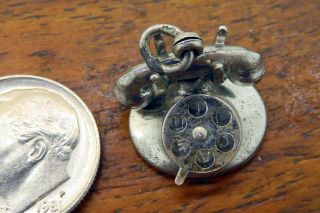 Vintage Silver Antique Rotary Table Telephone Phone Movable Dial I Love U Charm