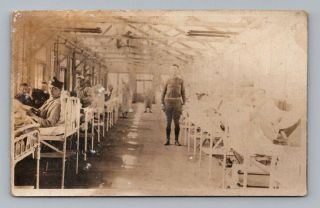 Antique Ww1 Real Photo Rppc Postcard Us Soldiers At Camp Zieger / Hospital ?
