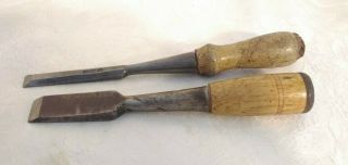 2 Antique Wood Chisels,  One Stanley