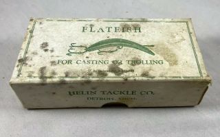 Vintage Helin Tackle Co.  U20 Flatfish Wooden Fishing Lure Black And Silver.