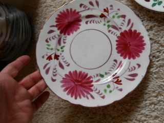Dahlia Allertons 8 " Plate 19th C Hand Painted Pink English Copper Luster
