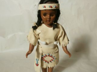 Vintage Native American Doll With Papoose W/leather/beads 7 1/2 " - Unmarked
