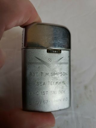 Vintage Ronson Vietnam War Era Lighter Engraved For Sergeant 1967 - 68 Rare Find