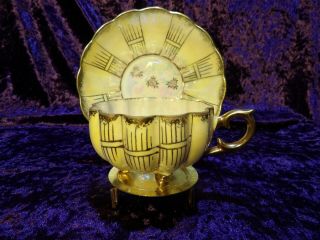J - Royal Sealy China Lusterware Tea Cup And Saucer Yellow And Gold