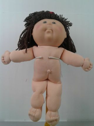 Vintage Cabbage Patch Doll With Dark Brown Hair Nude