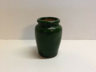Small Antique Green Salt Glazed South Western Dairies Stoneware Creamer Pot.