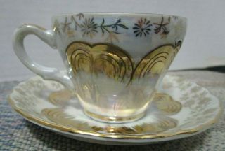 Sterling China Tea Cup & Saucer Japan Vintage Opalescence LUSTERWARE 2