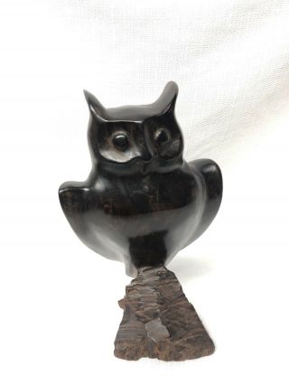 Vintage Wooden Owl Carved From 1 Piece Of Wood Please Read