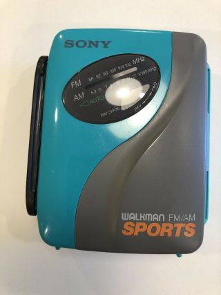 Ultra Rare Teal Color Sony Walkman Sports Fm/am Cassette Player Wm - Sxf30