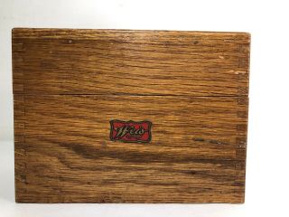 Vintage Weis Oak Wood Dovetailed 3 " X 5 " Index Recipe Card File Box