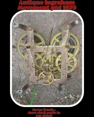 Antique Ingraham Tambout Black Mantle Movement Patent 1879 Parts Clock