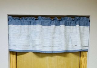 Vintage Window Valance,  Gray Blue And White Tweed 19 " By 58 " Wide Usa