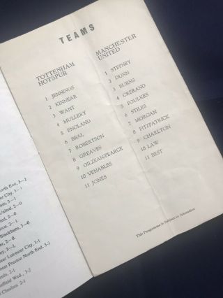 RARE Tottenham Hotspur v Manchester United Pirate Programme 1968 2