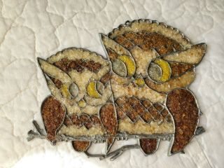 Vintage Cast Iron Stained Glass Look Owl Sun Catcher Hanger 3