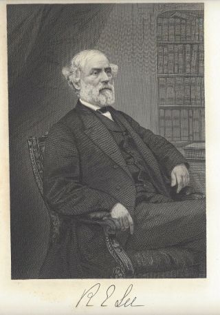 Confederate General Robert E.  Lee Antique Engraving Portrait Art Print 1874