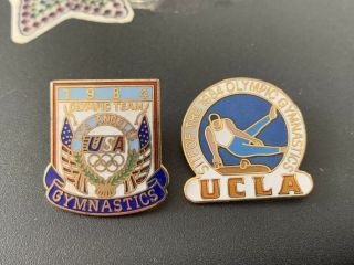 2x Rare Olympics Pin Badges Set La 1984 Los Angeles Gymnastics Ucla