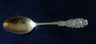Antique Floral Handled Congressional Library Sterling Silver Souvenir Spoon
