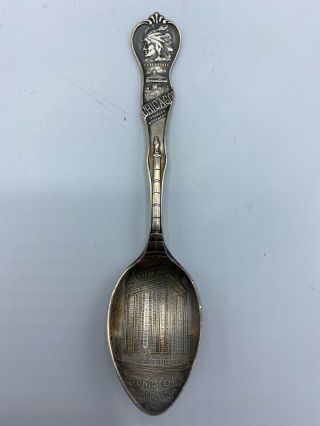 Silver Demitasse Spoon Indian Chief Chicago Ft Dearborn Douglas Monument Masonic