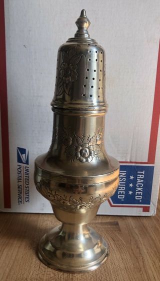 Antique Sugar Shaker Large Heavy Silver Plated? Unmarked