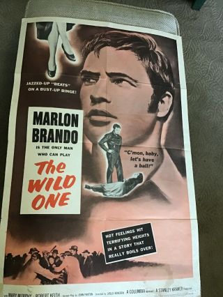 Vintage Movie Poster The Wild One Marlon Brando 1960 Biker Rare Thea