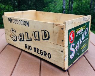 Wood Fruit Crate Argentina Pears Box Rustic Decor Rio Negro Salud