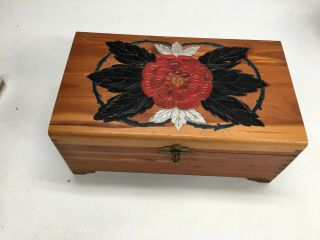 Vintage Cedar Wood Jewelry Box With Dove Tail Corners 10.  75 " Lx6.  25 " Wx3.  75 " Tall