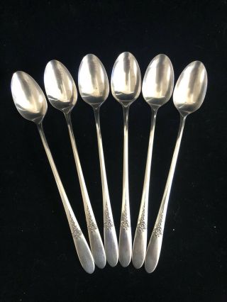 6 Vintage Oneida Community Tudor Plate Iced Tea Spoons