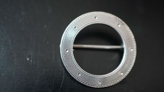 Vintage Sterling Silver Designed Circle Brooch Pin Rare