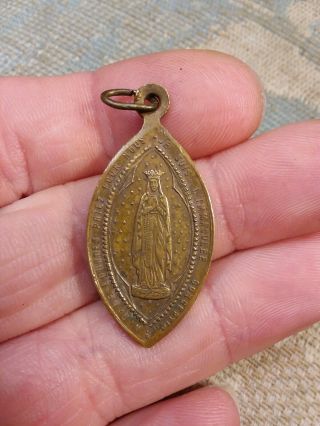 Large Antique French Bronze Lourdes Medal