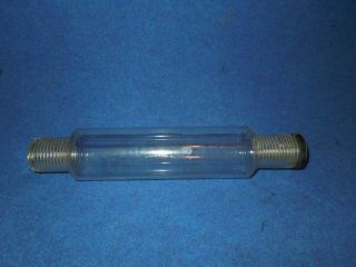 Antique Glass Rolling Pin With Metal Cap And Ribbed Ends 14 1/4 "