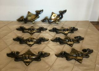 Set Of 8 Vintage Brass Batwing Drawer Handles 3 " Center Canada