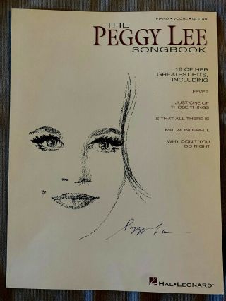 Peggy Lee Autographs Songbook Rare One Page Promo For Greatest Hits Sheet Music