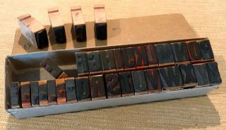 Rare A - Z Alphabet Letterpress Wooden Printing Blocks Wood Type Vintage Printer