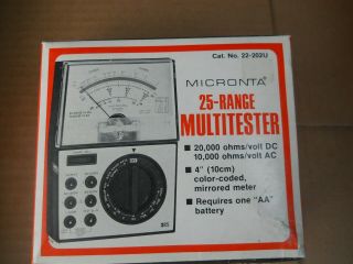 Vintage Micronta Multitester 25 Ranges 20,  000 Ohms / Volt Dc Cat No.  22 - 202u