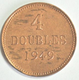 Rare Guernsey George Iv 4 Doubles,  1949 - H Coin Unc [only 19200 Minted]