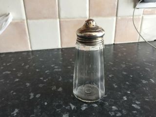 Glass Sugar Sifter With A Hallmarked Silver Top