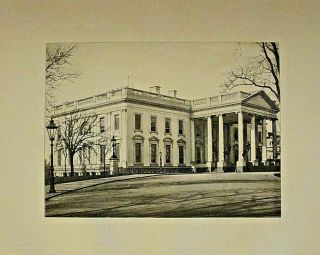 Washington D.  C.  The White House,  Presidential Residence,  1893 Antique Art Print