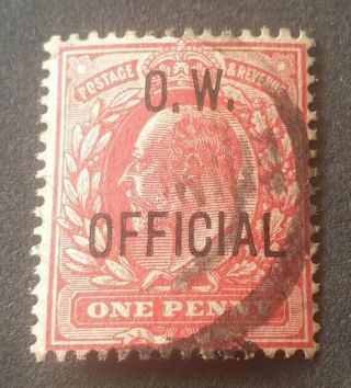 Gb Kevii Sg219 1d Red Very Rare Office Of Work O.  W Official Overprint.