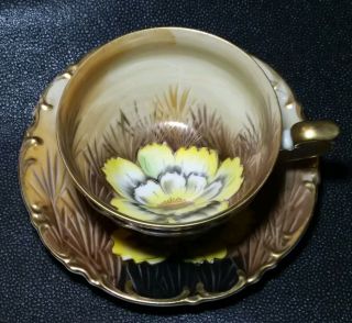 Vintage Saji Tea Cup And Saucer Occupied Japan Handpainted