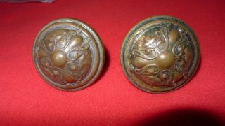 Ornate Antique Brass Door Knobs Set Of 2