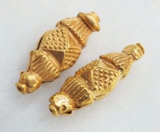 Pair Antique Solid Gold 18k Gold Sterling Silver Bottle Miniature Bead