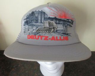 Vintage Deutz Allis Chalmers Mesh Trucker Hat Snapback R50 Rotary Combine 8 Row