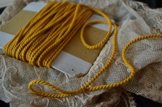 Antique Vtg.  14 1/2 Yd Small Roping Cording Cotton Silk Blend Marigold Doll Trim