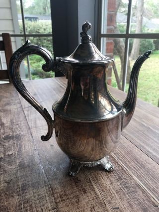 Vintage Silverplated Coffee Tea Pot Silver Plate Teapot 4 Footed Wm A Rogers